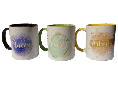 Tazas con interior y aza de color